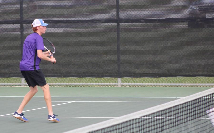 Junior Tyler Knopp  plays in a match this fall. The tennis team kicked off their spring season January 31st at Oak Ridge. 