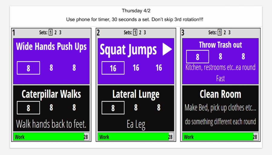 Part of Thursday's football workout from their Twitter. Football coaches are now using the Rack app to get daily workouts to their players. 