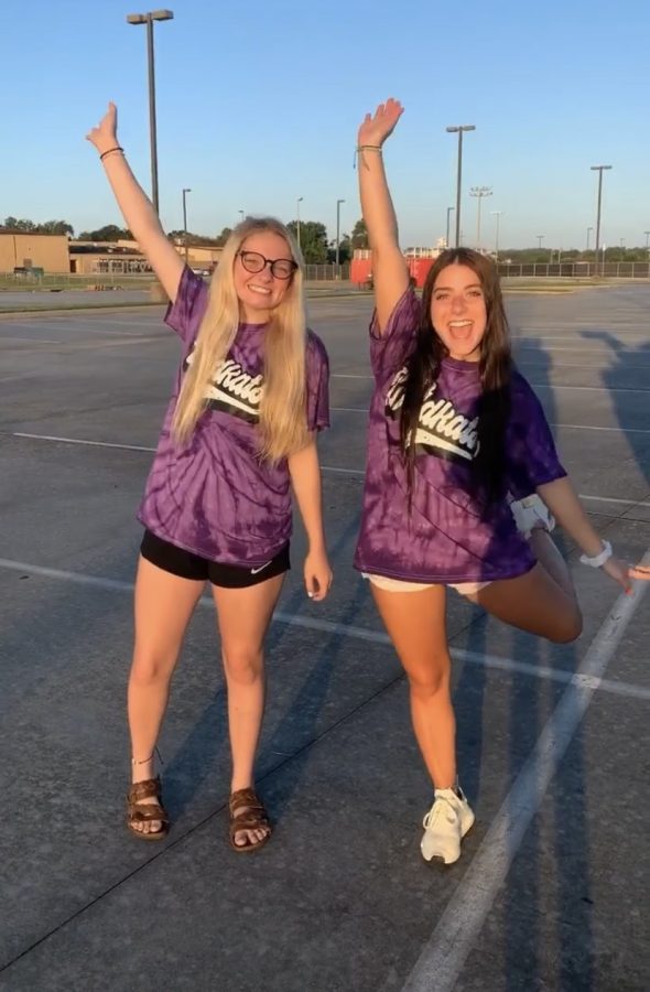 WALKING ON SUNSHINE. The first day brings mixed emotions for the new senior class but they were enthusiastic about the day ahead of them. Seniors Kayla Lyons and Aubrey Russell meet up to spend their last first day together and watch the sunrise. “Waking up this morning I was thrilled to spend this time with my senior class, but I also was very reflective on my last three years so far at the high school. I was sad, excited and nervous, but so ready to start the year,” Lyons said
