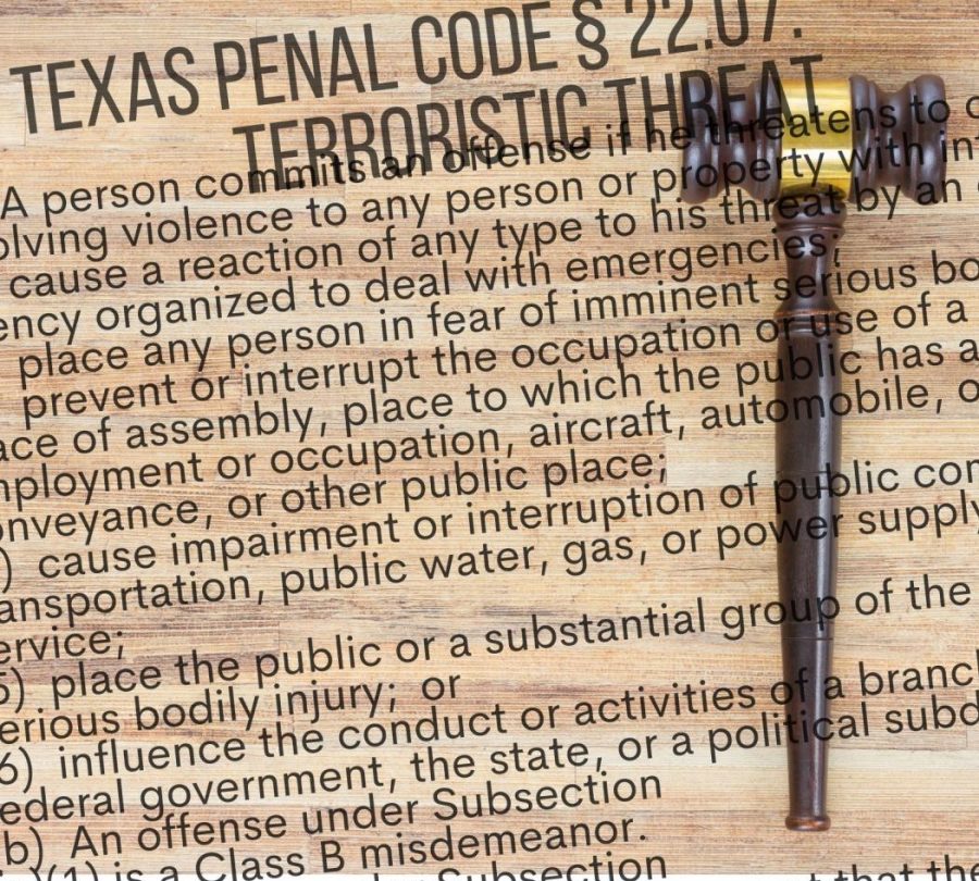 Texas+Penal+Code+%C2%A7+22.07+covers+the+law+regarding+terroristic+threat.+Suspects+in+Mondays+bomb+threat+could+face+charges+under+this+code.+