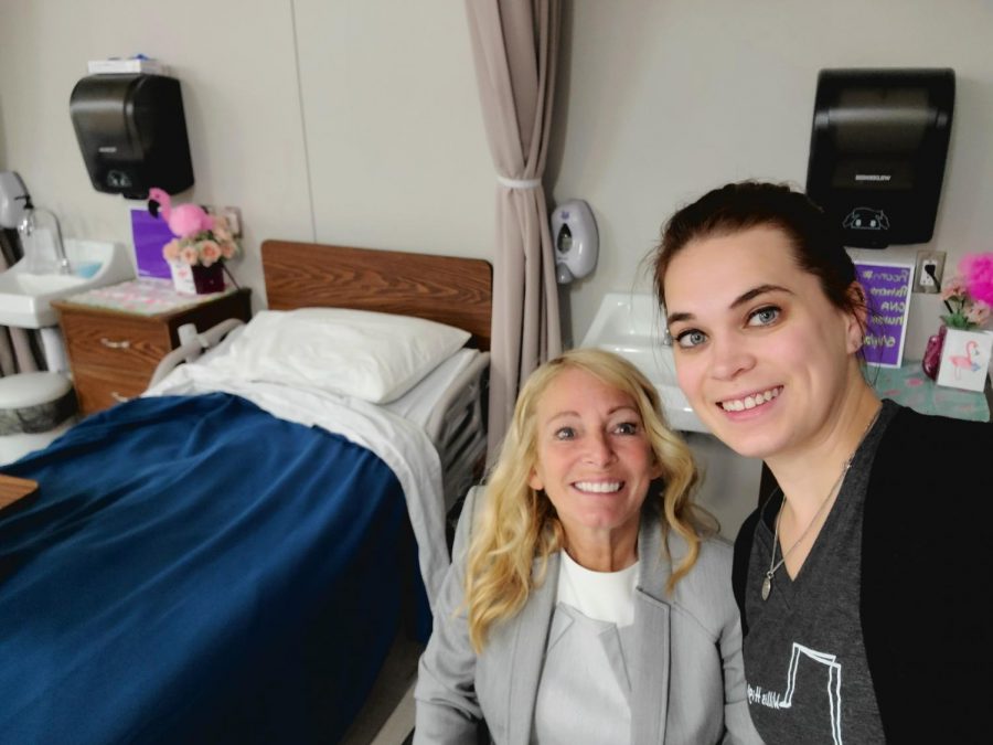 MOTHER KNOWS BEST. Health science teacher Katrina King is joined by her daughter Rachel McBride. McBride, who was once her mothers student, now teaches in the room next to King. 
