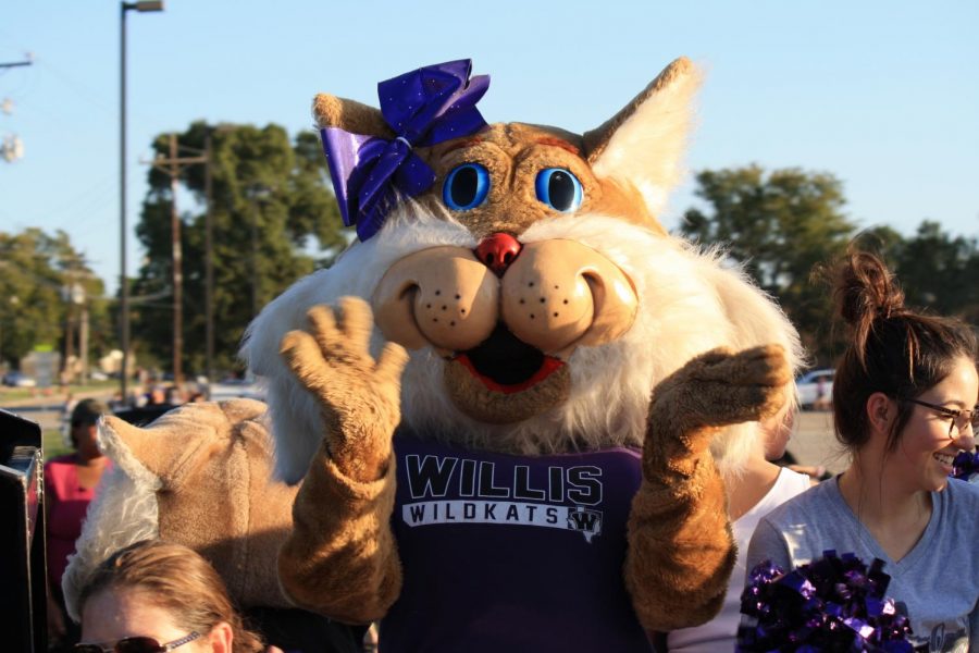 WEVE GOT SPIRIT. Willy the Wildkat shows school spirit at the 2019 homecoming parade. 