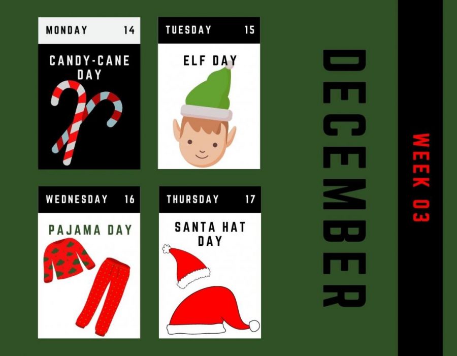 The last week before Christmas break wil filled with candy canes,  els, pjs and santa hats. 
