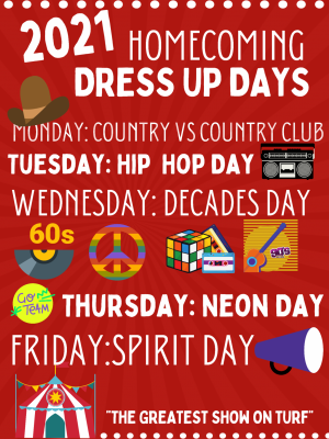 DRESS UP DAYS. The week of homecoming is full of fun and exciting dress up days to get ready for the football game.