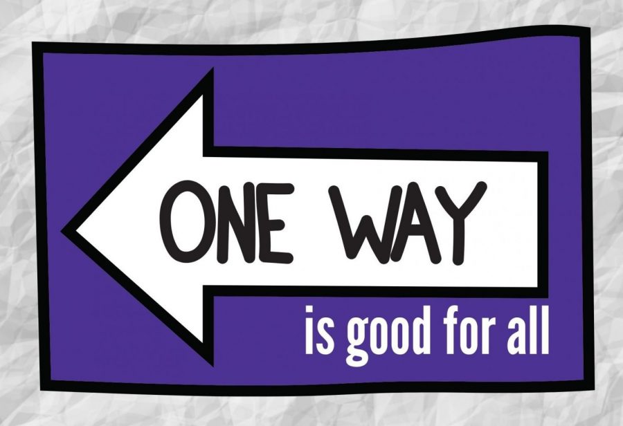ONE+WAY+HALLS+ARE+GOOD+FOR+ALL.+Started+to+keep+students+safe+during+COVID%2C+one+way+halls+need+to+stay.