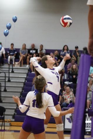 SPIKE. During the second set of the game, senior Rylee Mcdonald kills the ball.