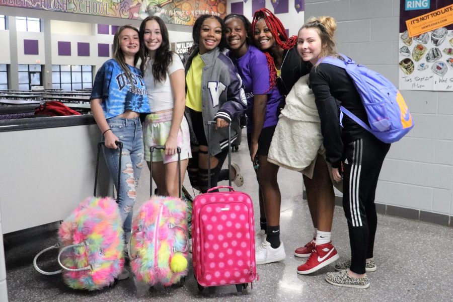 CUTENESS OVERLOAD. With their light up and polkadot rolling suitcases, Madelyn Hanna, Taylor Guida, Essence Traylor, Seraiah Davis, Janiah Trayor and Hailey Brown. show off their choices for Anything but a Backpack Day.  
