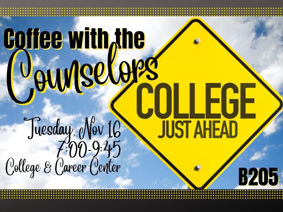 ICED COFFEE TIME. Seniors can join the counselors for iced coffee and celebrate their college choices and questions. 