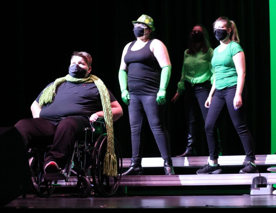 REDEFINING NORMAL. During the Defying Gravity number of Cabaret, the 2021 musical, junior Blake Connerly performs with members of the musical cast. Connerly was featured on a local news channel in hopes a doctor will assist him with a