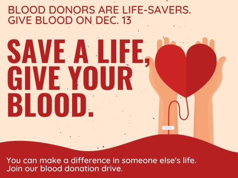 DONATE TO SAVE LIVES. HOSA is sponsoring a blood drive on Dec. 13. Sign up at all lunches. 