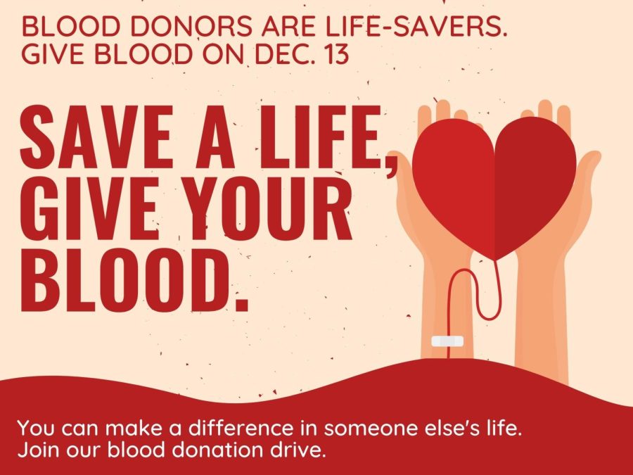 DONATE+TO+SAVE+LIVES.+HOSA+is+sponsoring+a+blood+drive+on+Dec.+13.+Sign+up+at+all+lunches.+