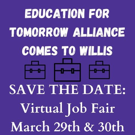 SAVE THE DATE. The school is participating in a virtual job fair March 29 and 30. This will help students find their path for future careers and opportunities. 