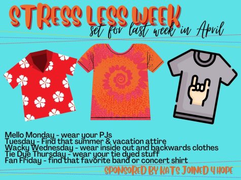 TIME TO STRESS LESS. Kats Joined 4 Hope is encouraging students to stress less, Each day next week has a designated dress up day. 
