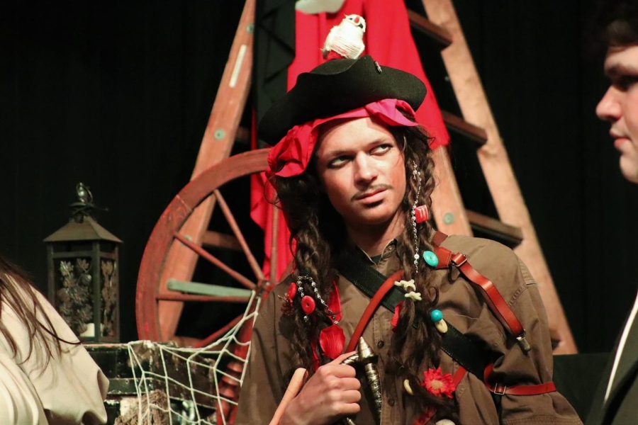 ARGHHHH. In the production of Treasure Island, senior Colton Backhus channels his inner pirate as his plays the role Calico Jack. 