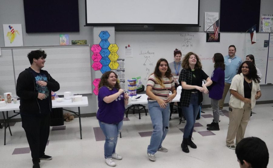REMEMBERING THE GLORY DAYS. Members of the choir leadership team recreate the dance moves from last years spring show. 