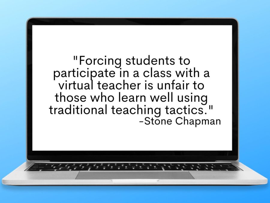 VIRTUAL+LEARNING%2C+REAL+DISADVANTAGE.+Forcing+students+to+participate+in+a+class+with+a+virtual+teacher+is+unfair+to+those+who+learn+well+using+traditional+teaching+tactics.