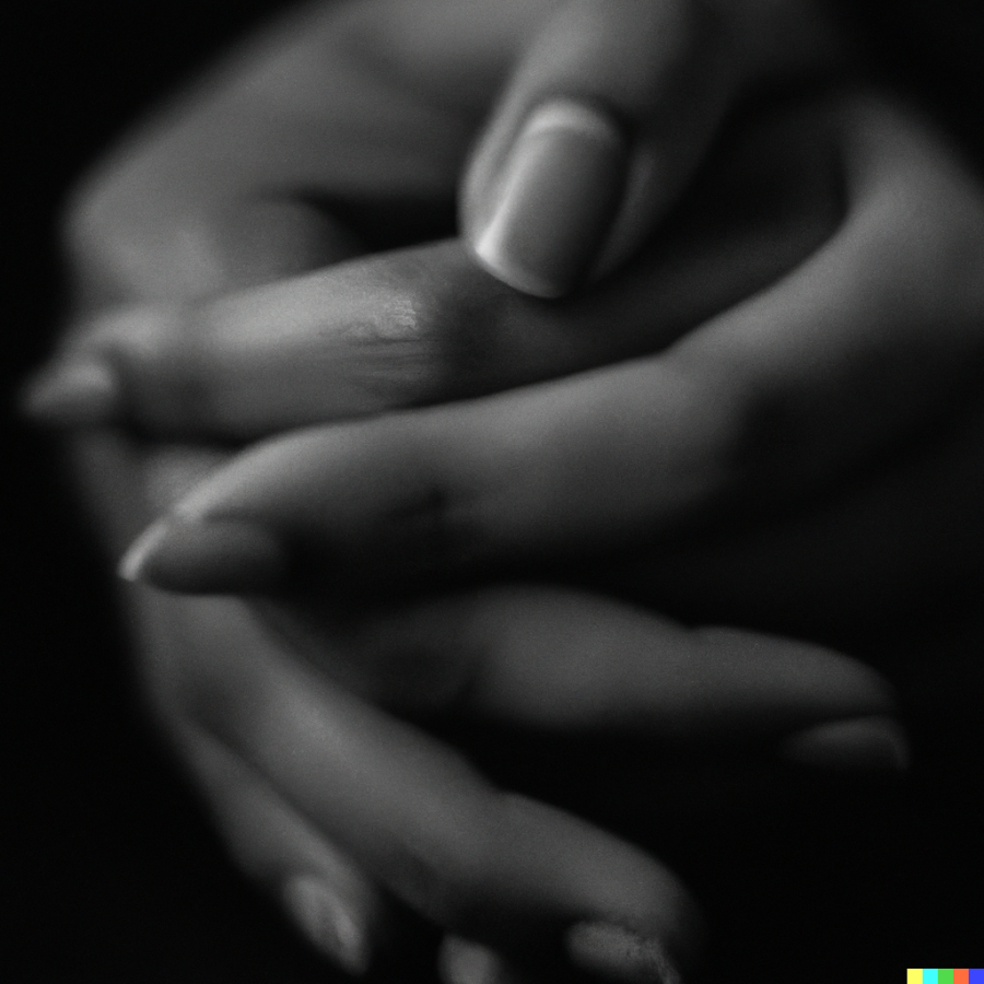 MONOCHROME PHOTOGRAPHY. This image was created in DALL-E 2 with the prompt black and white photography of hands.