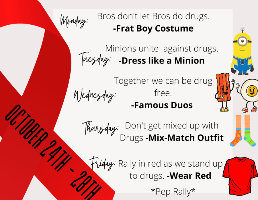 SUPPORT RED RIBBON WEEK. Each day next week has a theme.