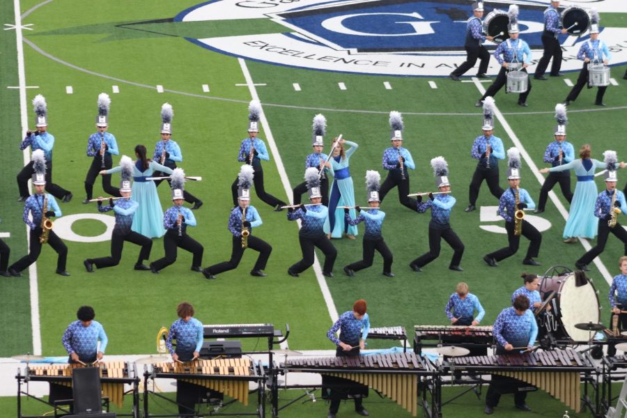DAZZLING PERFORMANCE. On the field at Galena Park, the band completes one of their best performances to date. Missing state by just a few places, the band placed higher than last year. 