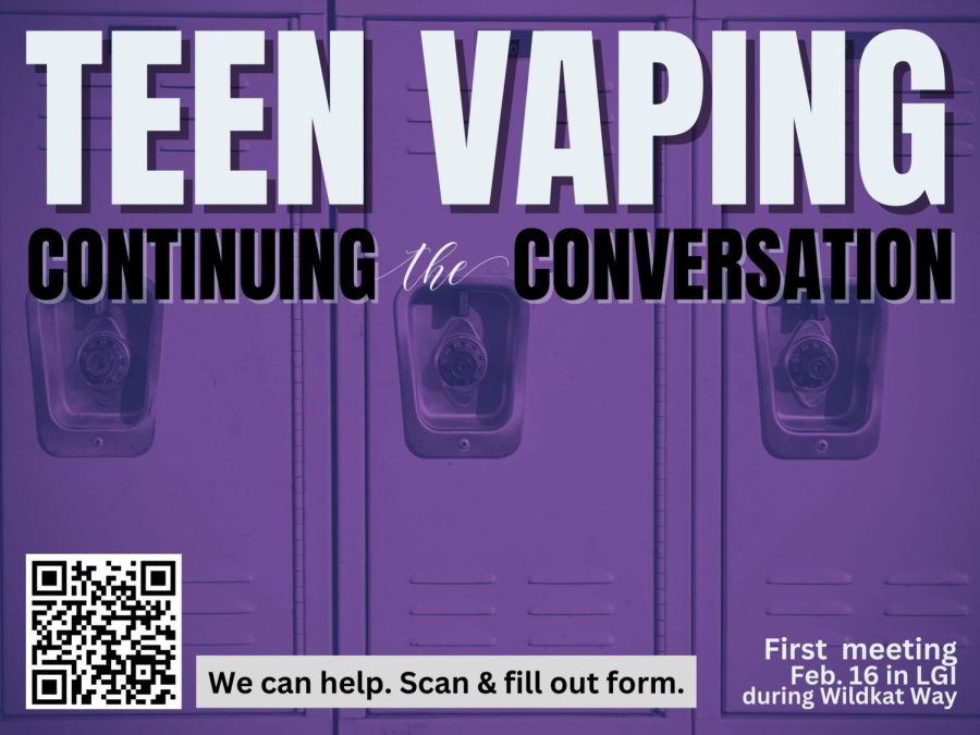SCAN ME. Students who are interested in attending TEEN VAPING: Continuing the Conversation should scan the QR code. The meeting is Feb. 16 during Wildkat Way.