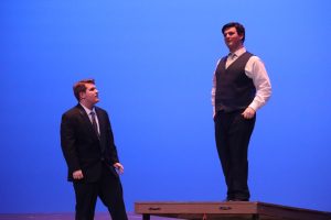 FATHER & SON. During a performance of Big Fish Marcus Shumake and Aiden Hamilton act as Edward Bloom as his son Will. 