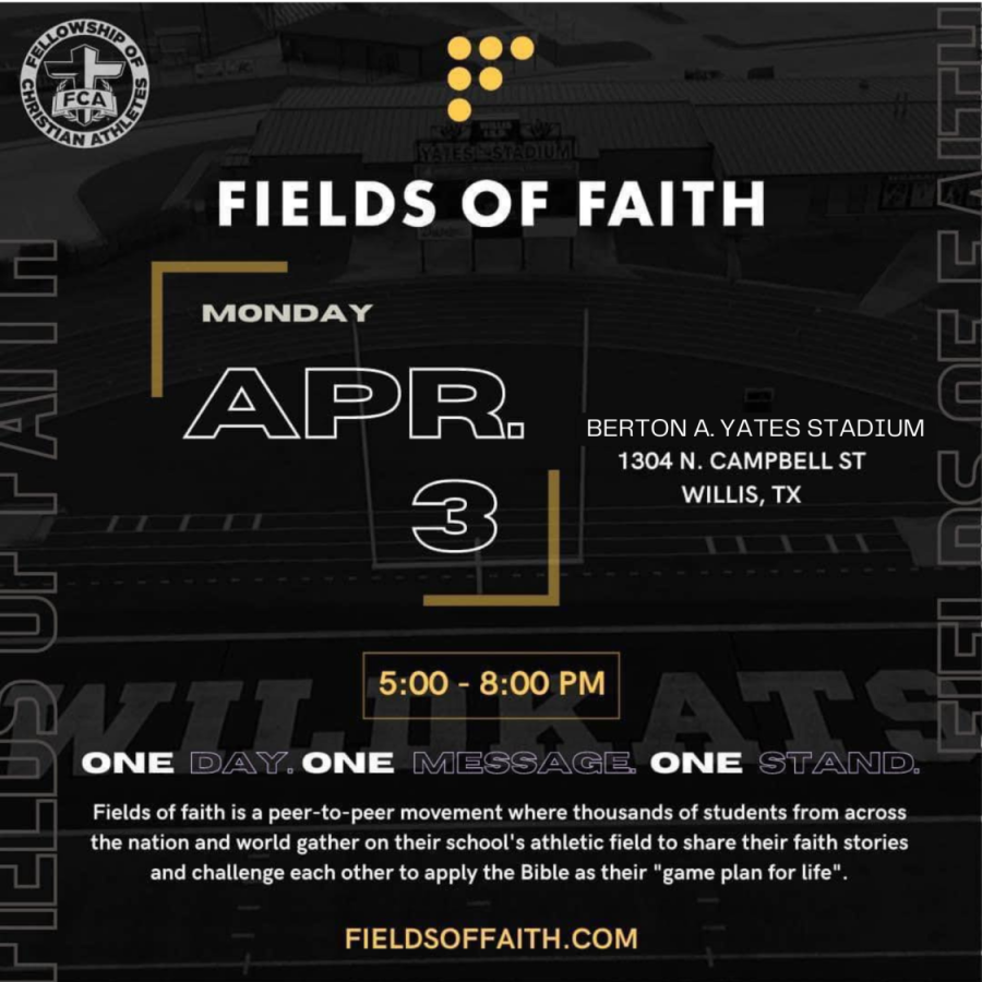 FIELDS OF FAITH. The second annual Fields of Faith is Monday, April 3 at Yates Stadium. 