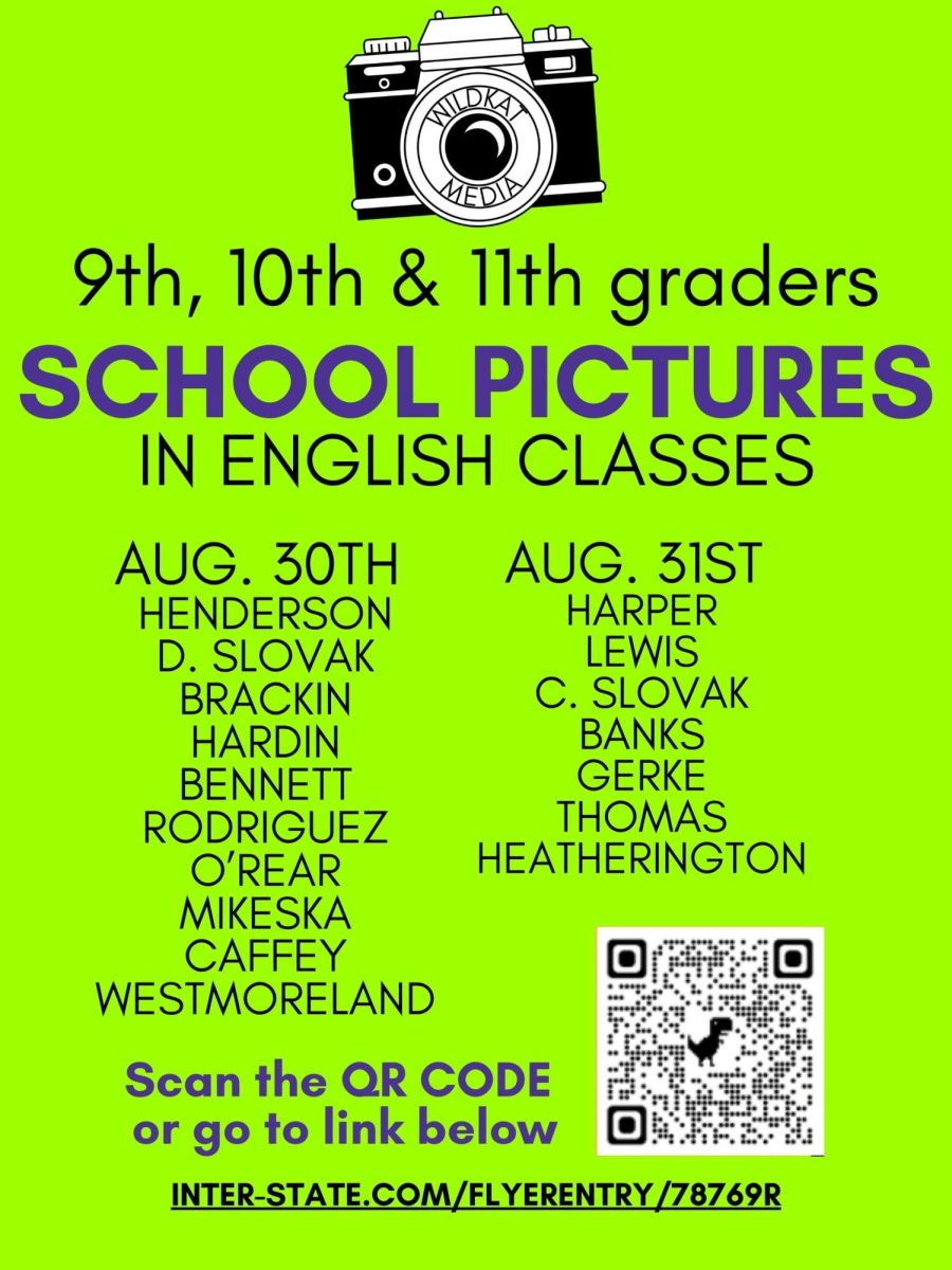 PICTURE TIME. School pictures will be taken in 8-11 graders English classes. 