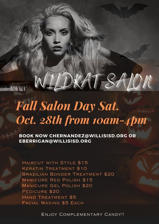 WILDKAT SALON PRESENTS. Saturday, Oct. 28 is Salon Day. Members of the cosmetology classes will pamper customers with haircuts, manicures and much more. 