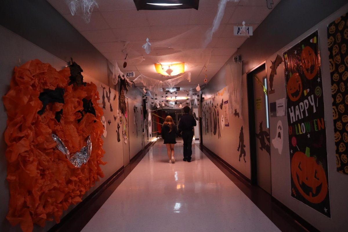 HAUNTED VIBES. With both sides and the end of the halls decorated, the path becomes like a haunted house. 