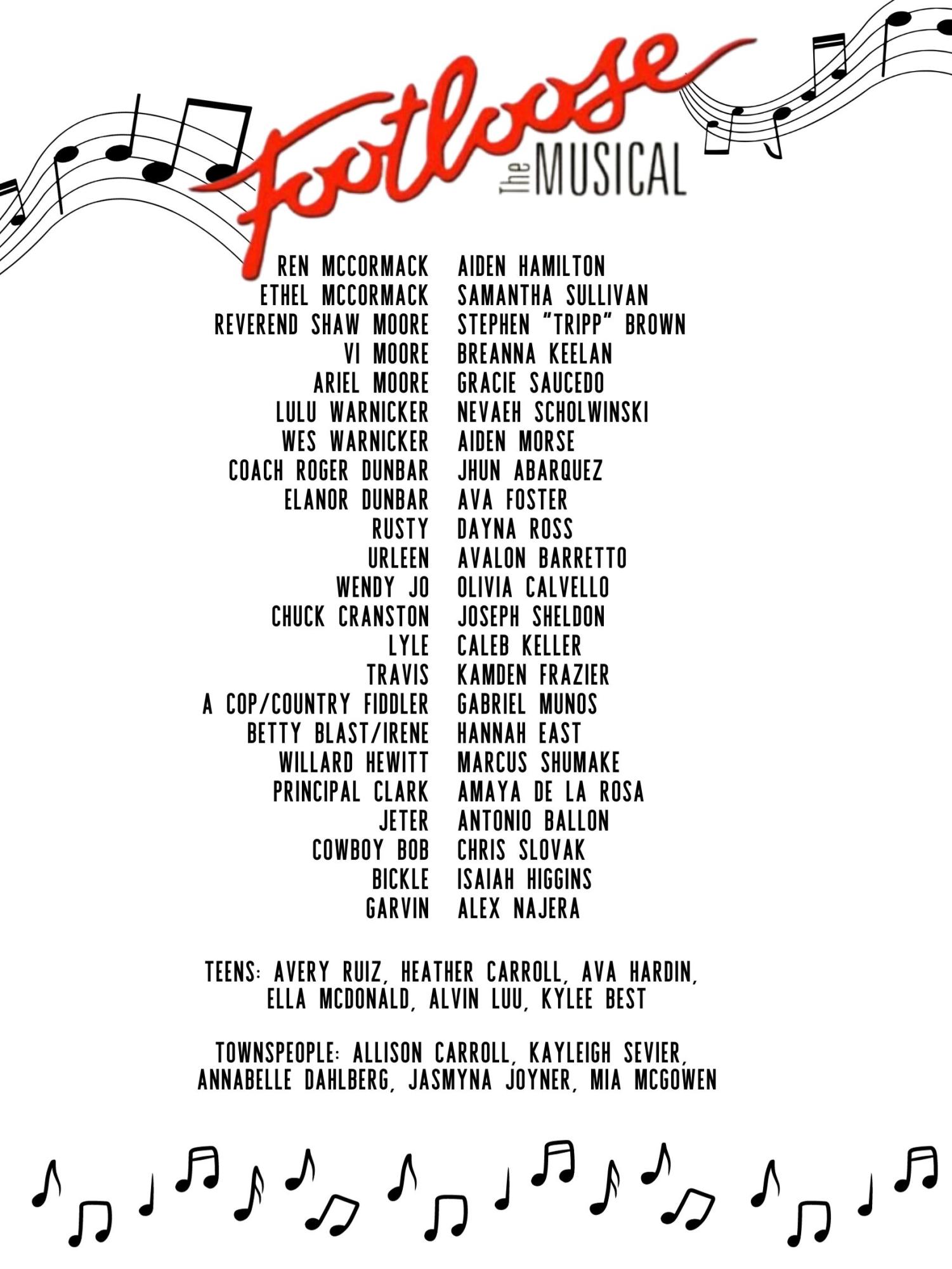 FOOTLOOSE CAST. The 2024 musical cast has been announced. 