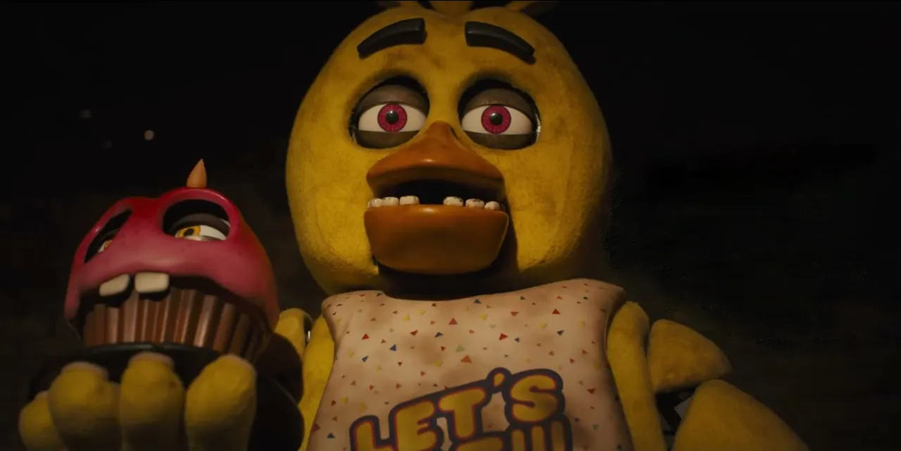 LETS EAT. Chica and Carl the Cupcake from the movie in Five Nights at Freddy’s. 