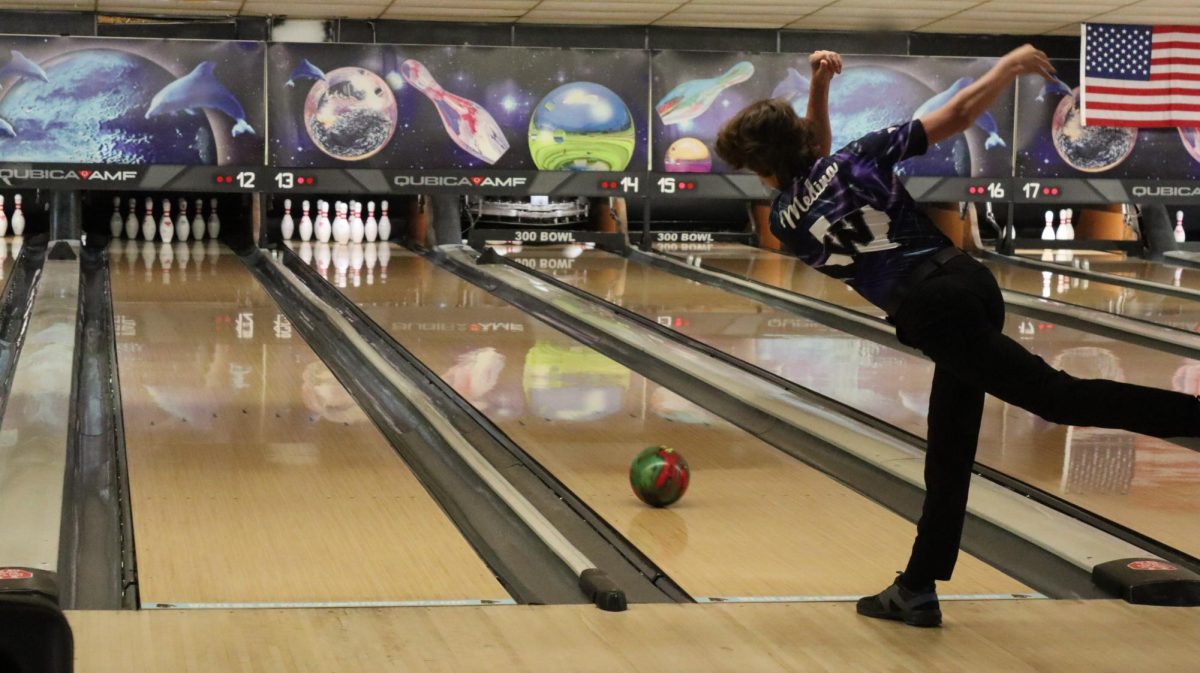 ROLL. Cameron Medina throws the ball in the lane to get a perfect score.