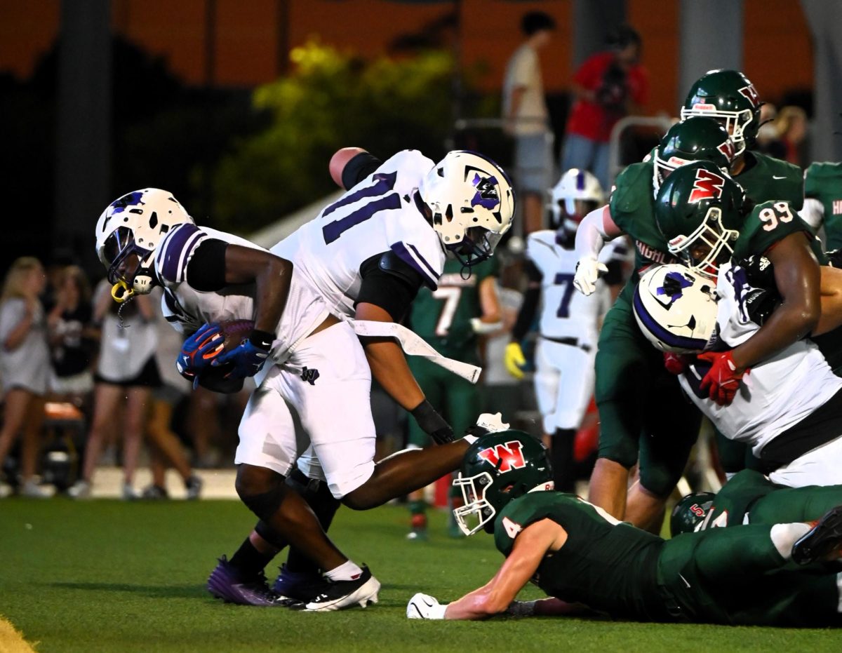 BREAKING FREE. Escaping from the Highlanders' defensive line, senior Daylion Robinson rushes to score a Wildkat touchdown. 