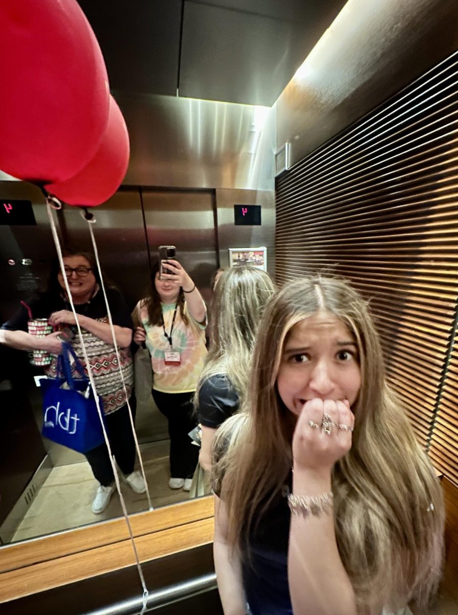 PENNY WISE WAS HERE. Sharing the convention space with a comicon convention made for intersting people watching and a few scary moments. Entering the hotel elevator on Sunday night, adviser Emily Meachen, senior Ella McDonald and junior Victoria Medina found a red balloon conjuring memories of "It."