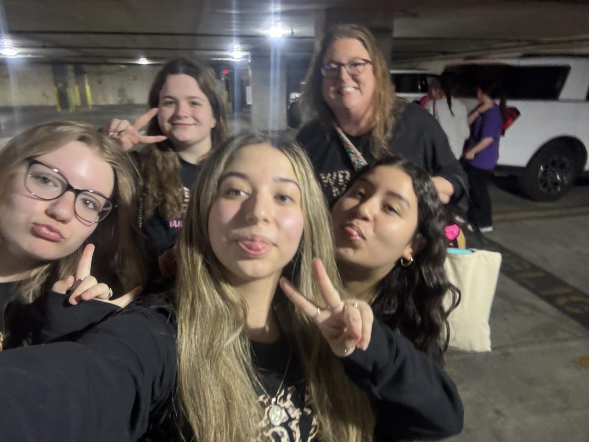 LEADING THE WAY. At the TAJE convention in San Antonio this fall, Wildkat Media adviser Emily Meachen takes a selfie to enter in the Selfietonio contest with junior Brooke Owsley, senior Ella McDonald, junior Victoria Medina and junior Ashley Briones. While at the convention the Wildkat yearbook and the Voice of the Wildkats online newspaper were both named in the top 10 in the state. 