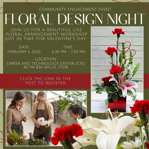 SIGN UP NOW. The Floral Design Night is a great way to make a special flower arrangement right before Valentine's Day.