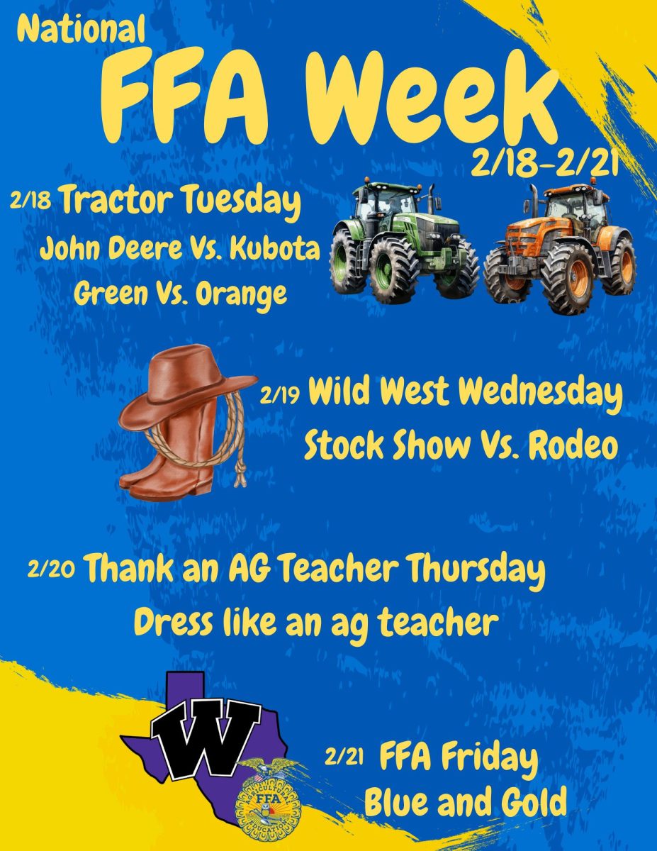 FFA WEEK. Starting Feb. 18, there will be dress up days celebrating FFA Week.