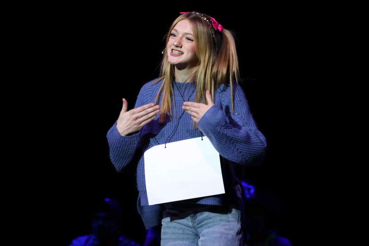 SPELLING IT OUT. Olive, played by Sophia Von Koschembahr, spells out a word as a member of the spelling bee.