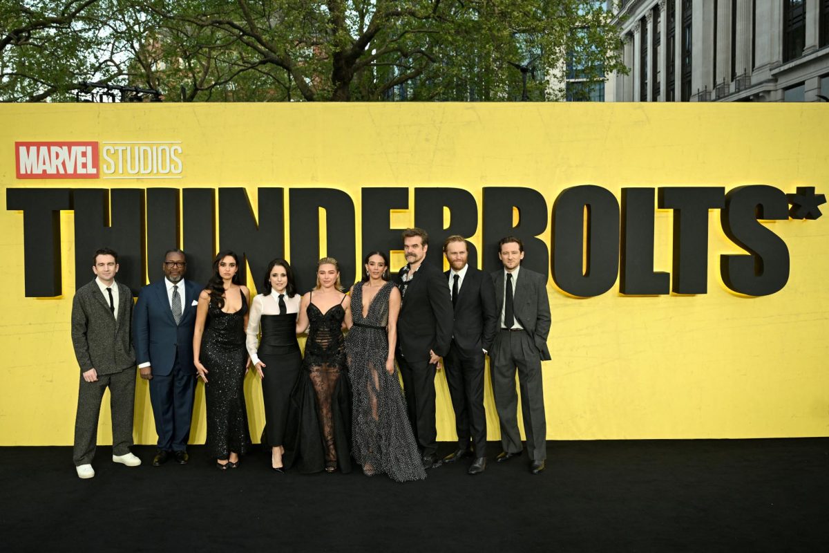 Lewis Pullman, Wyatt Russell, David Harbour, Hannah John-Kamen, Florence Pugh, Julia Louis-Dreyfus, Geraldine Viswanathan, Wendell Pierce and Jake Schreier attend the European premiere of Marvel Studios' ''Thunderbolts*" in London, Britain, April 22, 2025. REUTERS/Chris J. Ratcliffe