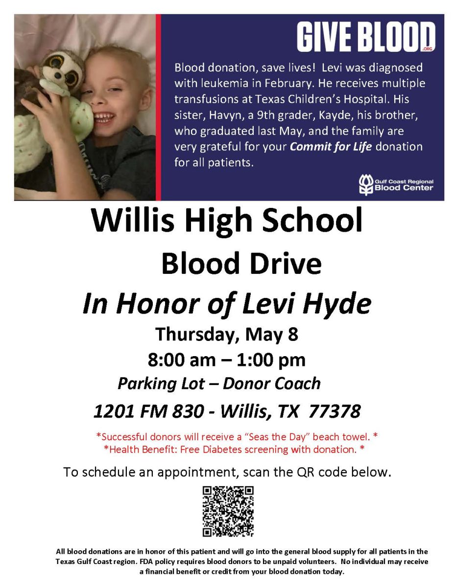BE BRAVE. A blood drive in honor of Levi Hyde is scheduled for Thursday. 