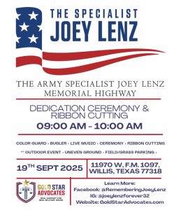 ADVOCATING FOR CHANGE. In honor of Army Specialist Joey Lenz, a portion of Hwy 1097 will be renamed in a dedication ceremony. 