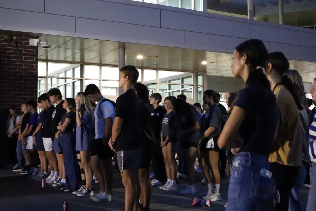 STUDENT LED WORSHIP. Students gather in front of the CTE building for the student-led worship of See You at the Pole. 