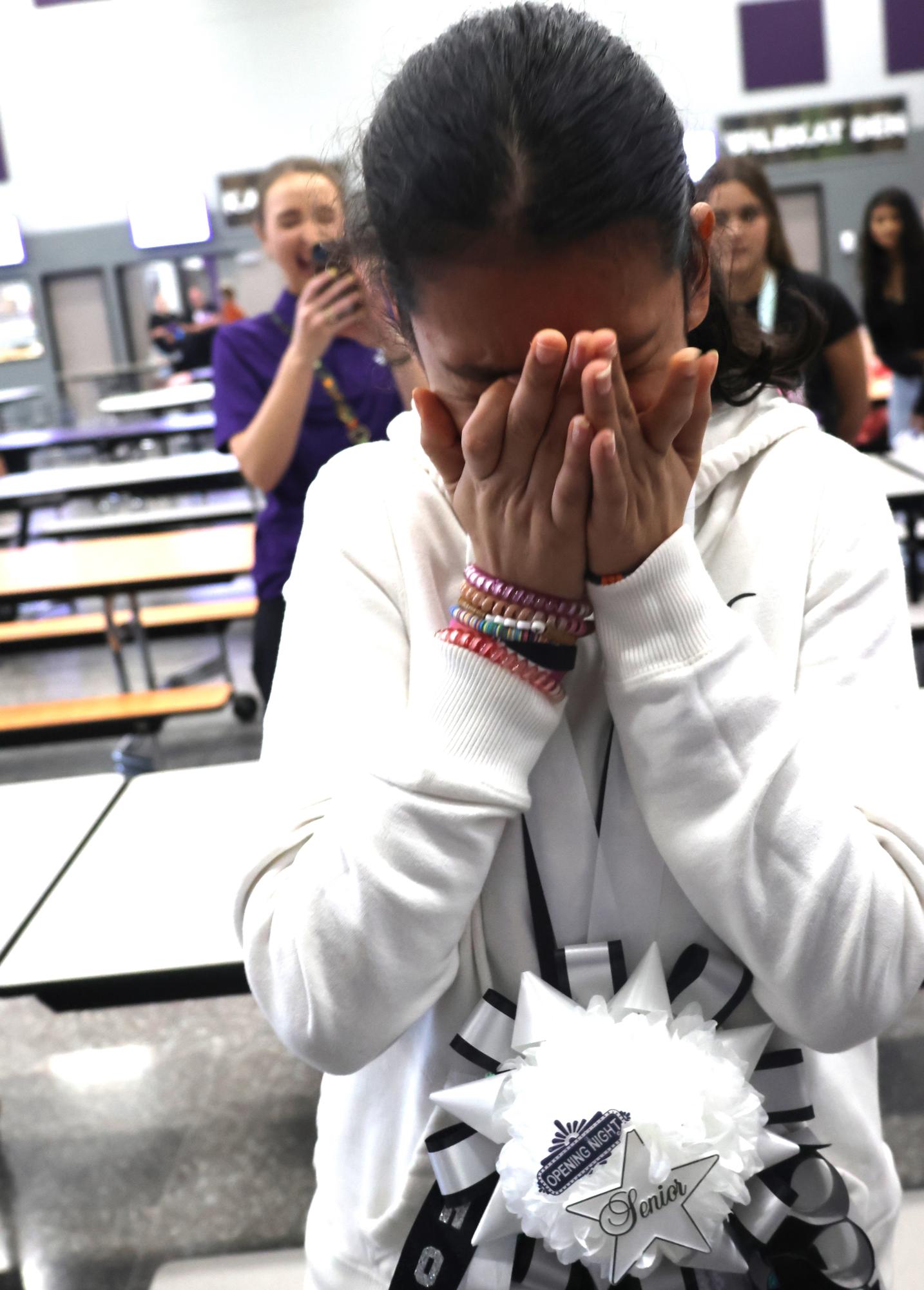 DREAMS COME TRUE. Overwhelmed with homecoming joy, senior Angelica Rodriguez Lugo can hardly contain her emotion after seeing her mum.