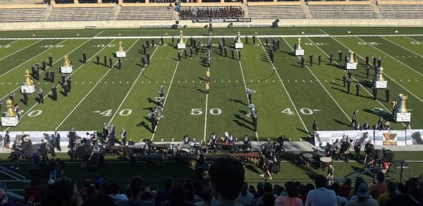 READY TO SHINE. Preparing for their first performance at US Bands on Saturday, the Wildkat Band takes the field. Their show, What's Your Next Move? placed fourth overall at the contest.