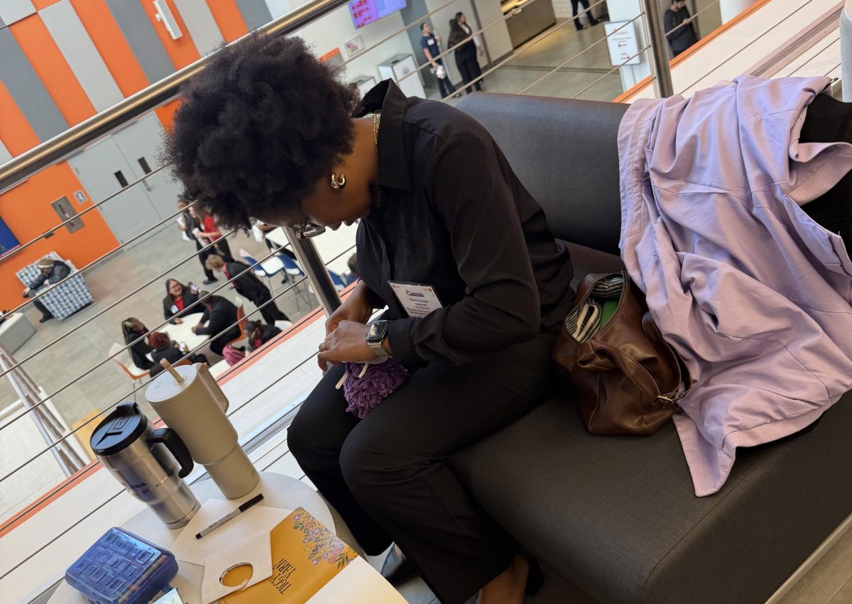 TIGGY TIME. Preparing to present her book "Tiggy The Yarn" as part of TAFE competition, senior Ciara Cross gets ready. Cross published the book as part of her TAFE experience. She qualified for state competition  in Children's Literature K-3 