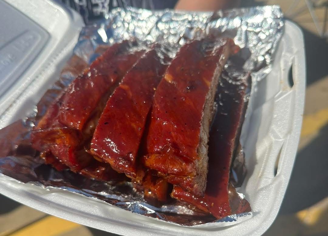 FINGER LICKING GOOD.  A picture of the ribs in the regional competition in Ft. Worth.