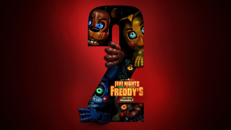 RETURN TO FREDDY'S. An official poster for the Five Nights at Freddy's 2 film showcasing the characters of Toy Freddy, Toy Bonnie, Toy Chica, and the Mangle.