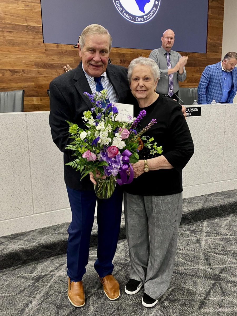 WILDKATS FOREVER. Tom Crowe celebrates the legacy of Spanish teacher Pat Kercheval for her 50 years of service in education. 