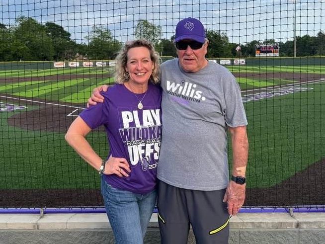 COMMUNITY SUPPORTER. Current superintendent Dr. Kimberly James and former superintendent Tom Crowe support the baseball team during the 2025 season. 