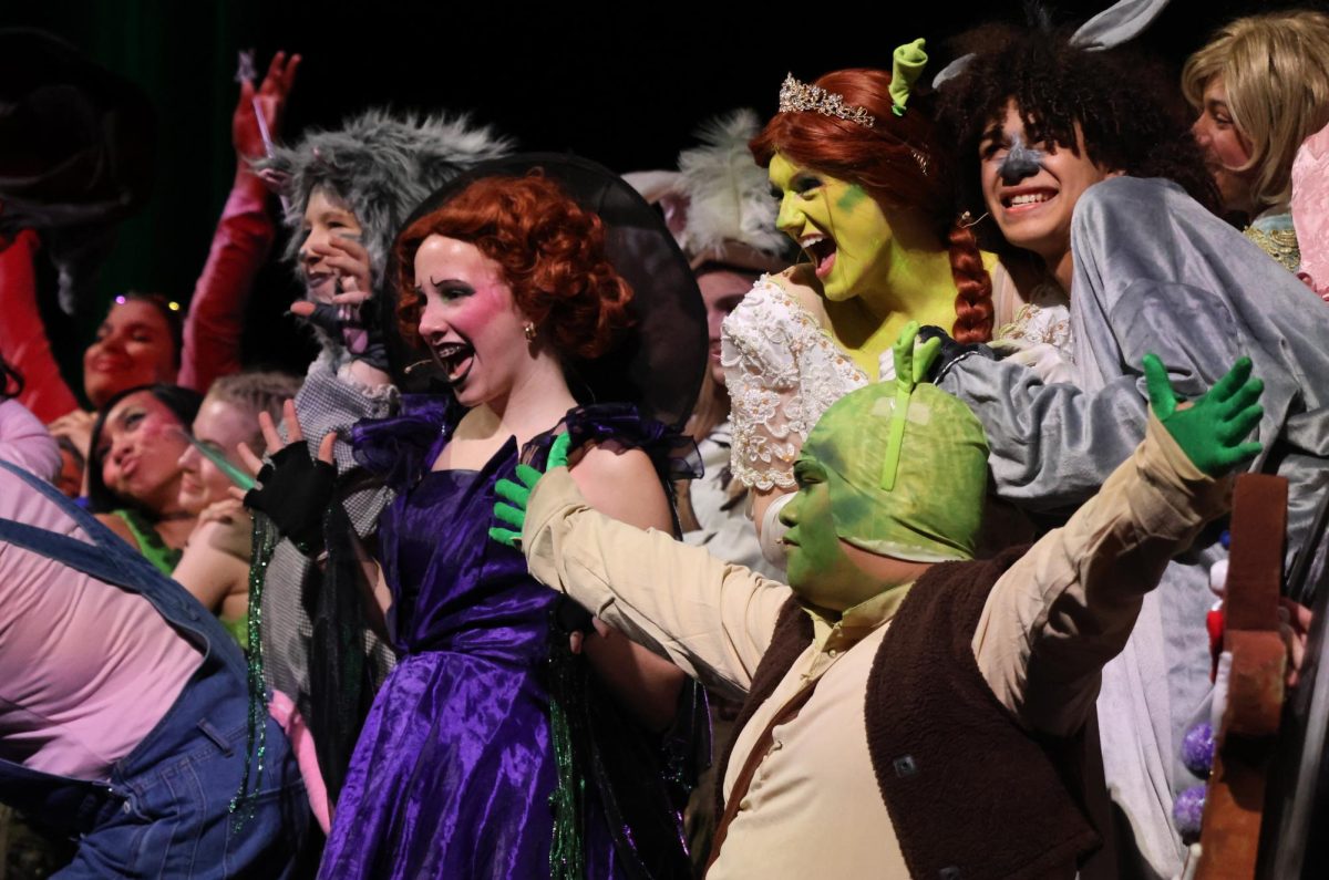 FAIRY TALE FUN. The cast of Shrek gather on stage during the finale of the play. 